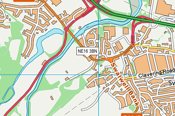 Blaydon Rugby Football Club map (NE16 3BN) - OS VectorMap District (Ordnance Survey)