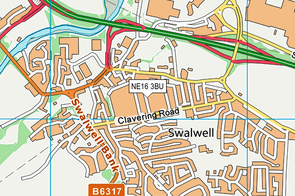 NE16 3BU map - OS VectorMap District (Ordnance Survey)