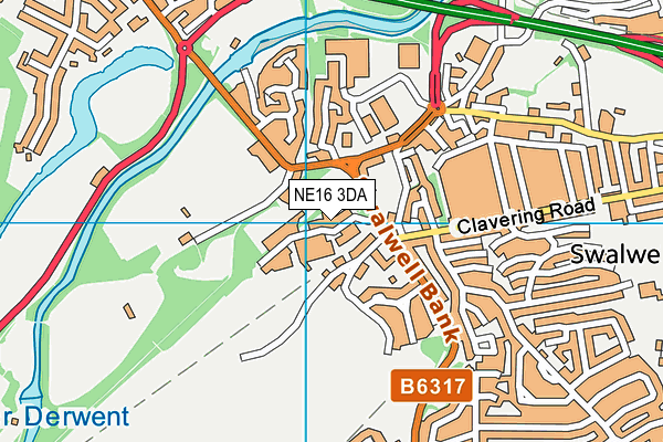 NE16 3DA map - OS VectorMap District (Ordnance Survey)