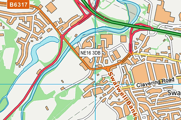NE16 3DB map - OS VectorMap District (Ordnance Survey)