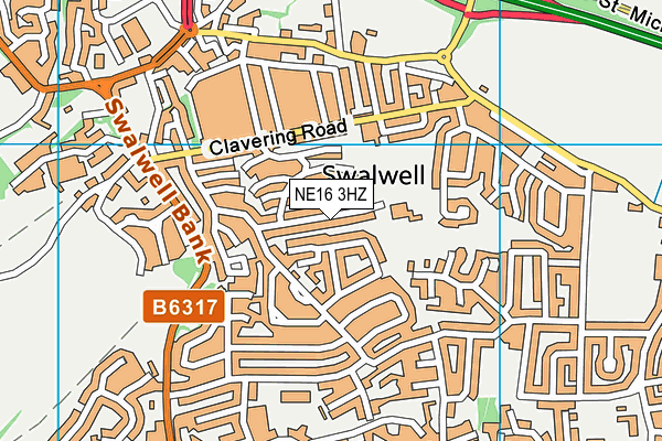 Swalwell Primary School map (NE16 3HZ) - OS VectorMap District (Ordnance Survey)