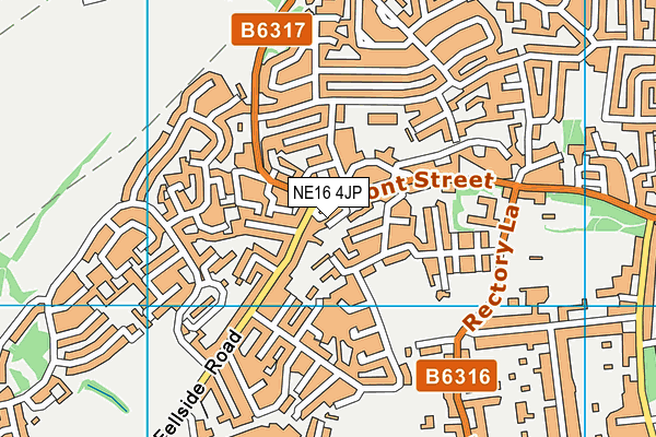 NE16 4JP map - OS VectorMap District (Ordnance Survey)