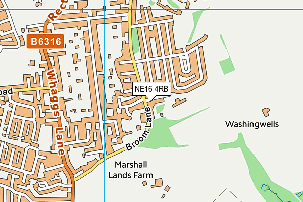 Washingwell Community Primary School map (NE16 4RB) - OS VectorMap District (Ordnance Survey)