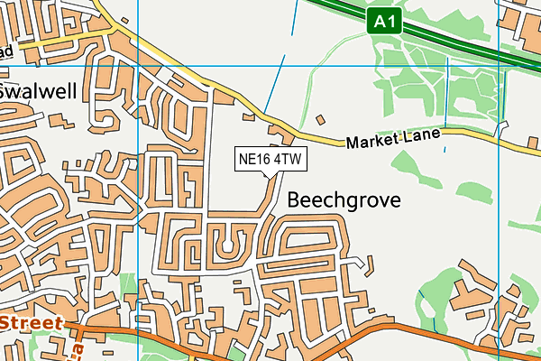 NE16 4TW map - OS VectorMap District (Ordnance Survey)