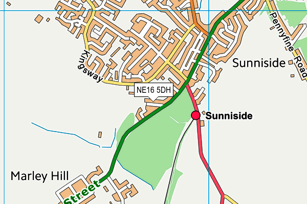 NE16 5DH map - OS VectorMap District (Ordnance Survey)