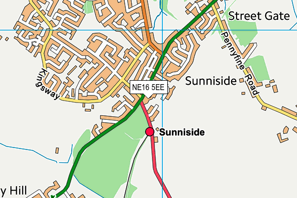 NE16 5EE map - OS VectorMap District (Ordnance Survey)