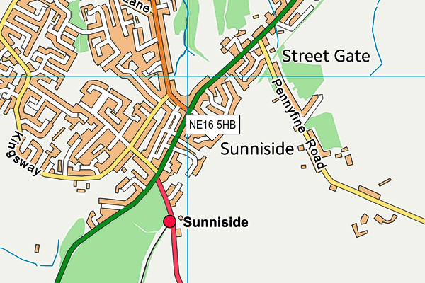 NE16 5HB map - OS VectorMap District (Ordnance Survey)