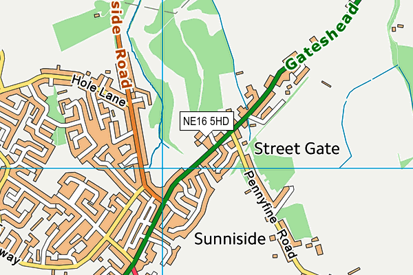 NE16 5HD map - OS VectorMap District (Ordnance Survey)