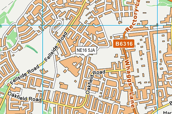 NE16 5JA map - OS VectorMap District (Ordnance Survey)
