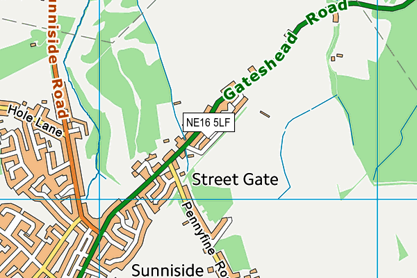 NE16 5LF map - OS VectorMap District (Ordnance Survey)