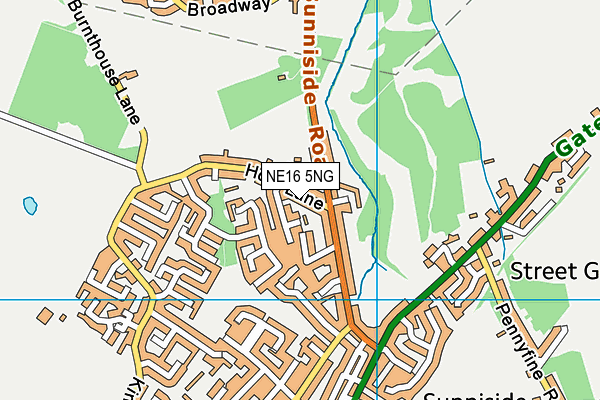 NE16 5NG map - OS VectorMap District (Ordnance Survey)