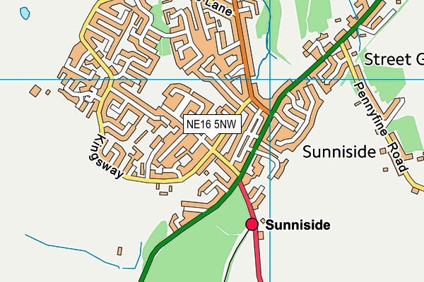 NE16 5NW map - OS VectorMap District (Ordnance Survey)