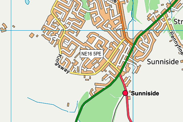 NE16 5PE map - OS VectorMap District (Ordnance Survey)