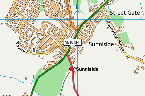 NE16 5PF map - OS VectorMap District (Ordnance Survey)