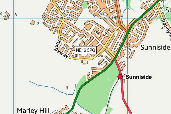 NE16 5PG map - OS VectorMap District (Ordnance Survey)