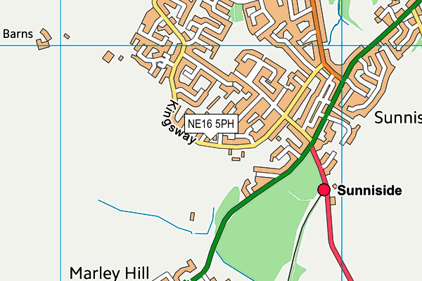 NE16 5PH map - OS VectorMap District (Ordnance Survey)