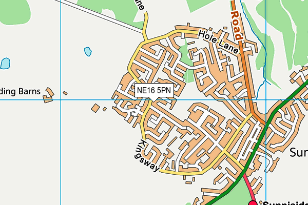 NE16 5PN map - OS VectorMap District (Ordnance Survey)