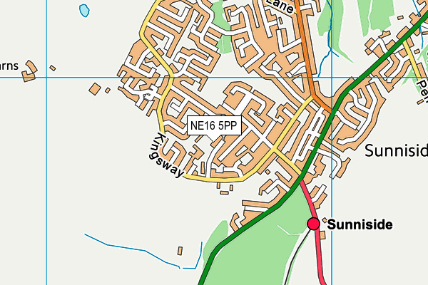 NE16 5PP map - OS VectorMap District (Ordnance Survey)
