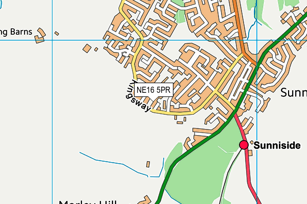 NE16 5PR map - OS VectorMap District (Ordnance Survey)