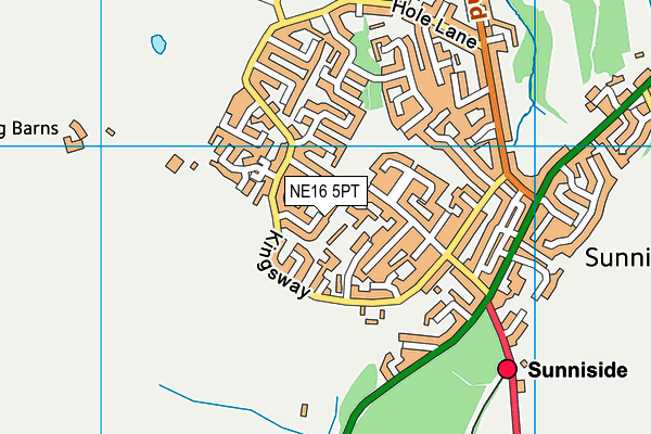 NE16 5PT map - OS VectorMap District (Ordnance Survey)