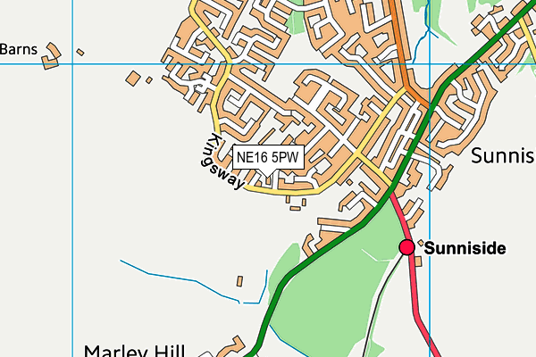 NE16 5PW map - OS VectorMap District (Ordnance Survey)