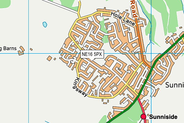 NE16 5PX map - OS VectorMap District (Ordnance Survey)