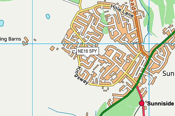 NE16 5PY map - OS VectorMap District (Ordnance Survey)