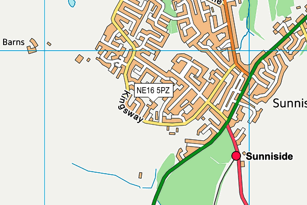 NE16 5PZ map - OS VectorMap District (Ordnance Survey)