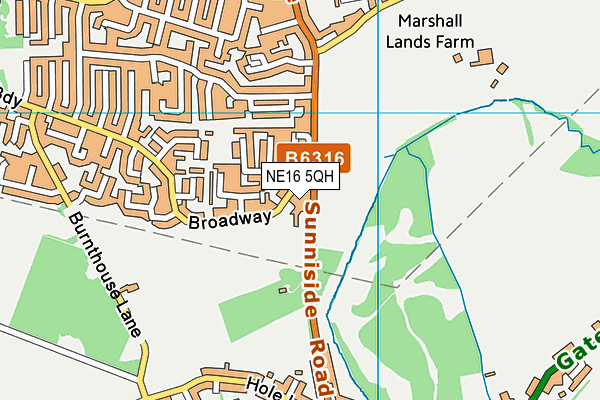 NE16 5QH map - OS VectorMap District (Ordnance Survey)