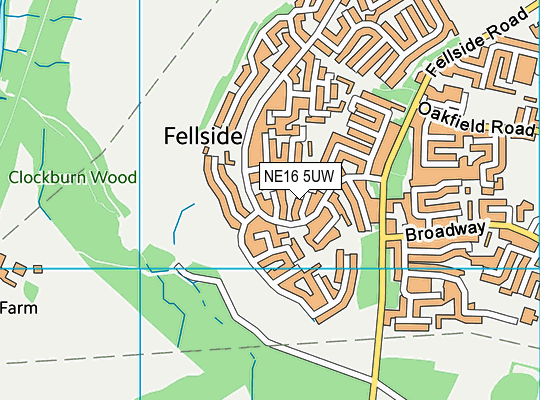 NE16 5UW map - OS VectorMap District (Ordnance Survey)