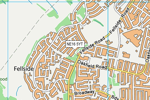 NE16 5YT map - OS VectorMap District (Ordnance Survey)
