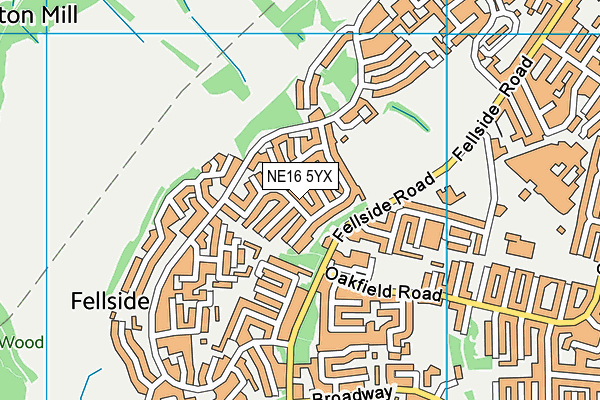 NE16 5YX map - OS VectorMap District (Ordnance Survey)