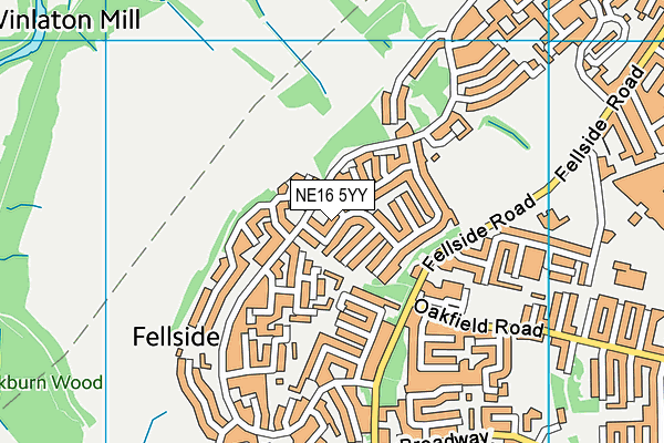 NE16 5YY map - OS VectorMap District (Ordnance Survey)