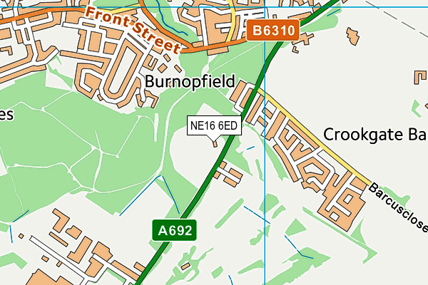 Burnopfield Cricket Club map (NE16 6ED) - OS VectorMap District (Ordnance Survey)