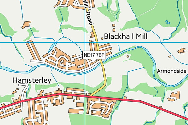 NE17 7BF map - OS VectorMap District (Ordnance Survey)