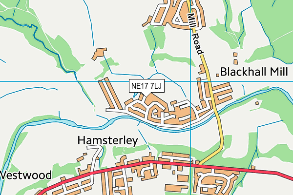 NE17 7LJ map - OS VectorMap District (Ordnance Survey)