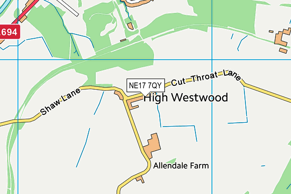 NE17 7QY map - OS VectorMap District (Ordnance Survey)