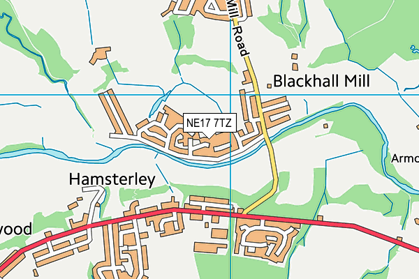 NE17 7TZ map - OS VectorMap District (Ordnance Survey)