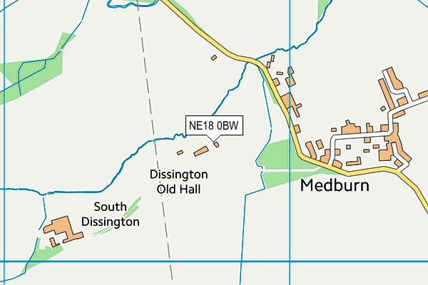 NE18 0BW map - OS VectorMap District (Ordnance Survey)