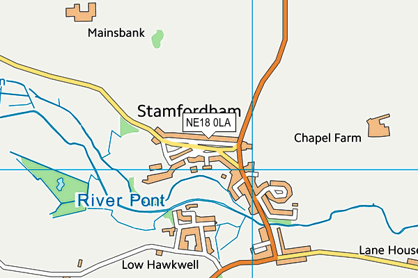 NE18 0LA map - OS VectorMap District (Ordnance Survey)