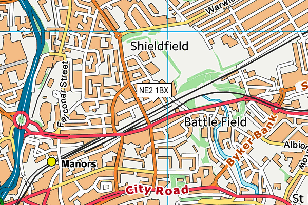 NE2 1BX map - OS VectorMap District (Ordnance Survey)