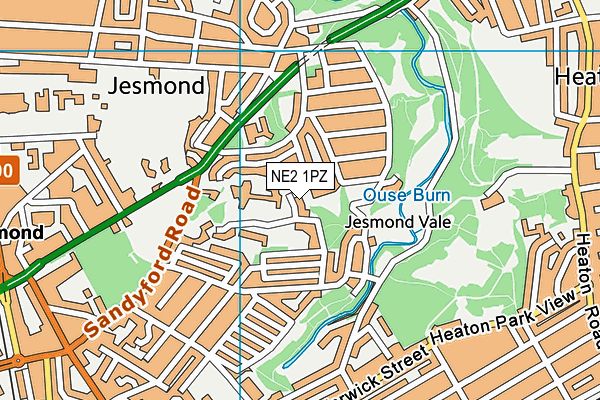 NE2 1PZ map - OS VectorMap District (Ordnance Survey)