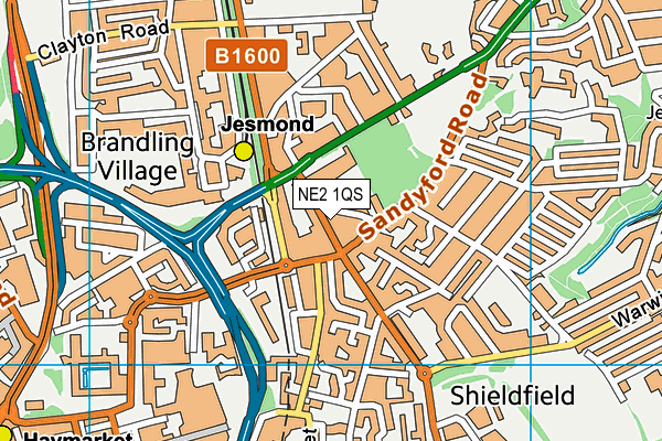 NE2 1QS map - OS VectorMap District (Ordnance Survey)
