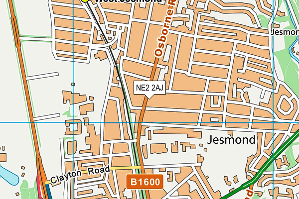 NE2 2AJ map - OS VectorMap District (Ordnance Survey)