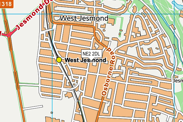 Jesmond Pool map (NE2 2DL) - OS VectorMap District (Ordnance Survey)