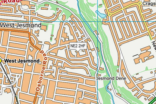 NE2 2HF map - OS VectorMap District (Ordnance Survey)