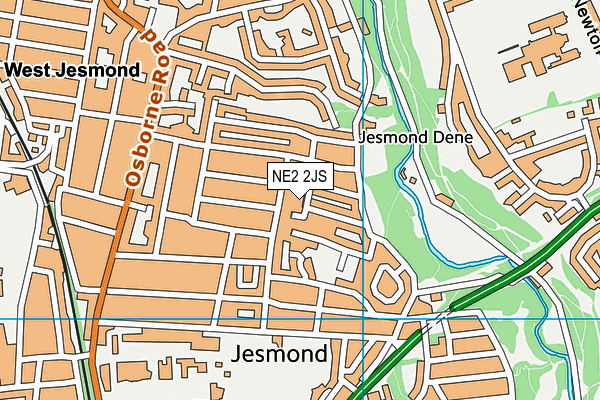 NE2 2JS map - OS VectorMap District (Ordnance Survey)