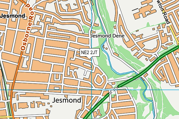 NE2 2JT map - OS VectorMap District (Ordnance Survey)