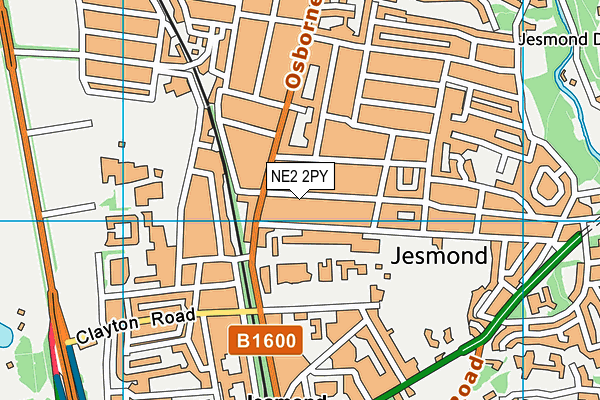 NE2 2PY map - OS VectorMap District (Ordnance Survey)
