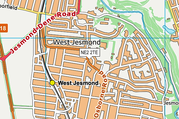 NE2 2TE map - OS VectorMap District (Ordnance Survey)